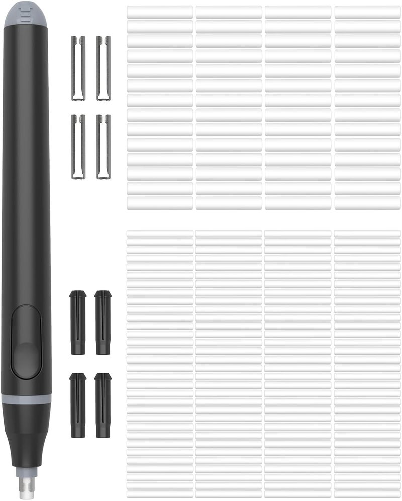 Foyucool Electric Eraser, Battery Operated Automatic Pencil Eraser with 220 Erasers Refills, 2 Erasers Sizes, Comfort Grip Art-Eraser for Drawing, Ideal for Artists, Students, Sketch, Engineers, Black - Image 1